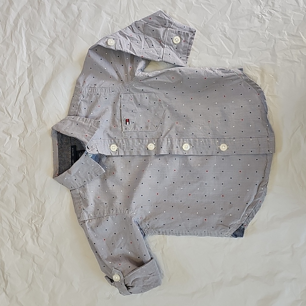 Tommy Hilfiger Baby 6/9 Months Patterned Button Front Shirt w/Convertible Sleeve